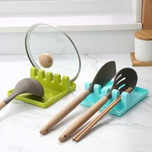 Black Olive 4-Slot Kitchen Cooking Utensil Stand-Multifunction Kitchen Cooking Utensil Plastic Stand Holder Pot Clips Support Spoon Stove Organizer Tool Pan Cover Lid Rack