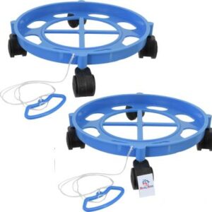 Heart Home 2 Pieces LPG Cylinder Trolley Easily Movable Stand with Wheels,Gas Cylinder Stands,Gas Cylinder Trolley (Blue) Gas Cylinder Trolley??(Blue)